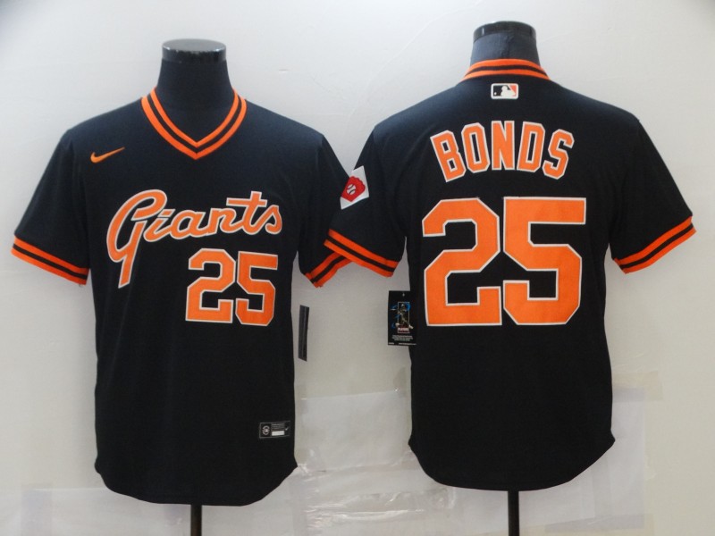 Men's San Francisco Giants #25 Barry Bonds Black Cool Base Stitched Jersey
